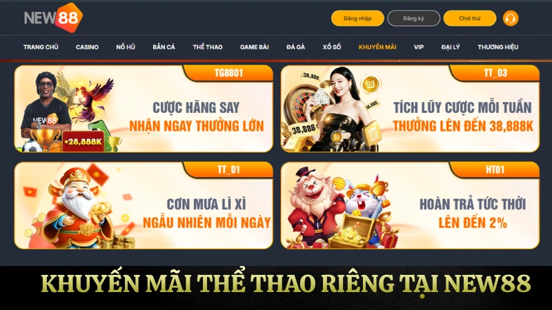 Khuyến mãi thể thao NEW88 dành cho người chơi cá cược bóng đá